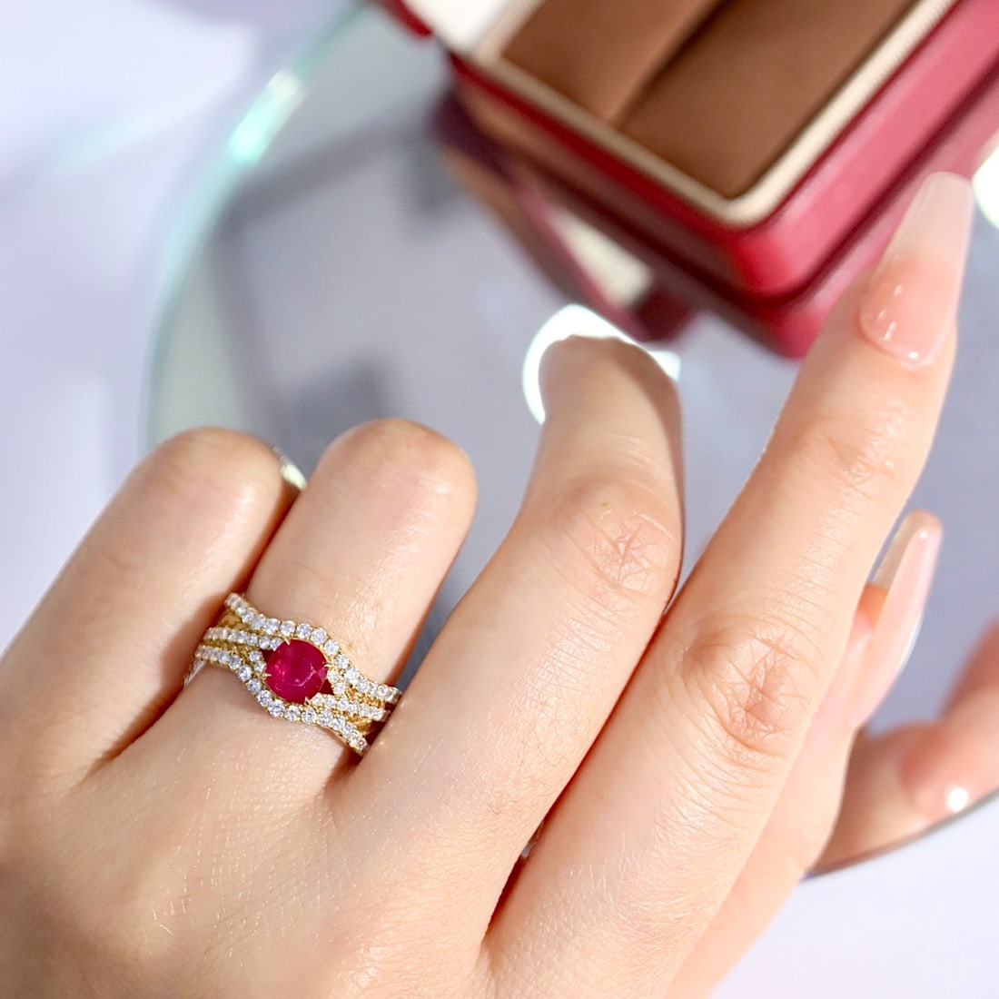 14k Gold 1.71 Ctw Natural Ruby & Diamond Ring - 4
