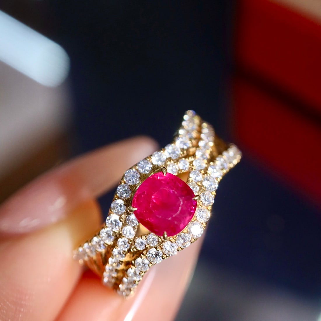14k Gold 1.71 Ctw Natural Ruby & Diamond Ring - 7