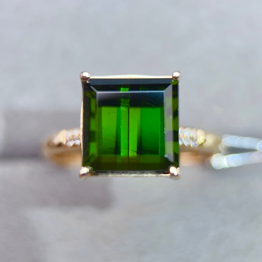 14k Gold 4.15 Ctw Natural Tourmaline & Diamond Ring - 2
