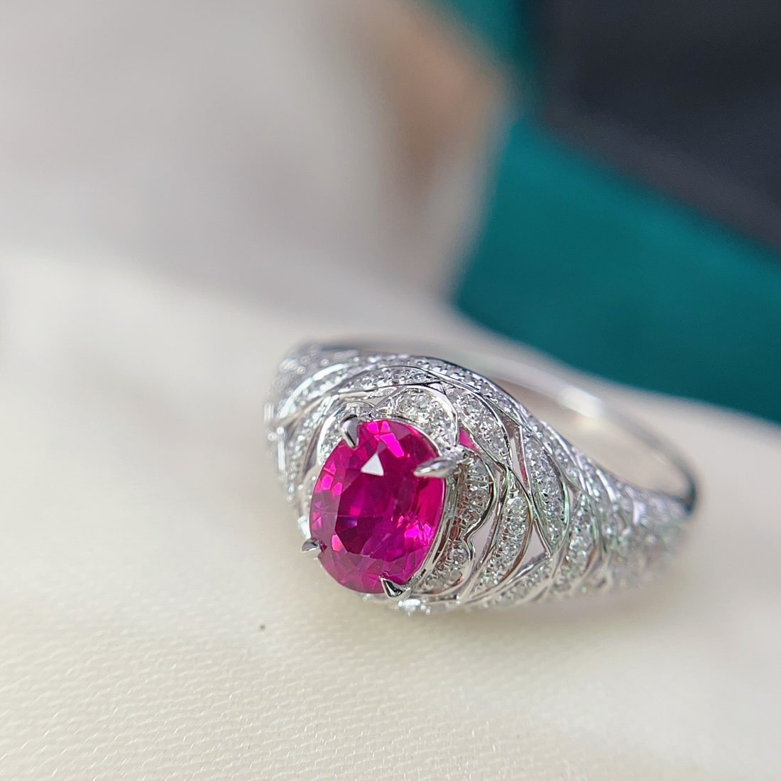 14k Gold 1.10 Ct Natural Ruby & Ruby Ring - 6
