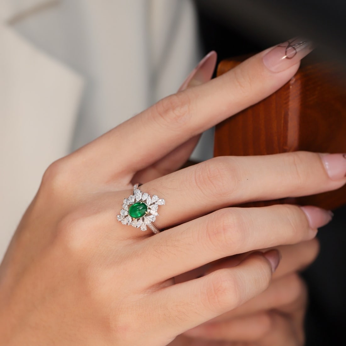 14k Gold 1.71 Ctw Natural Emerald & Diamond Ring - 2