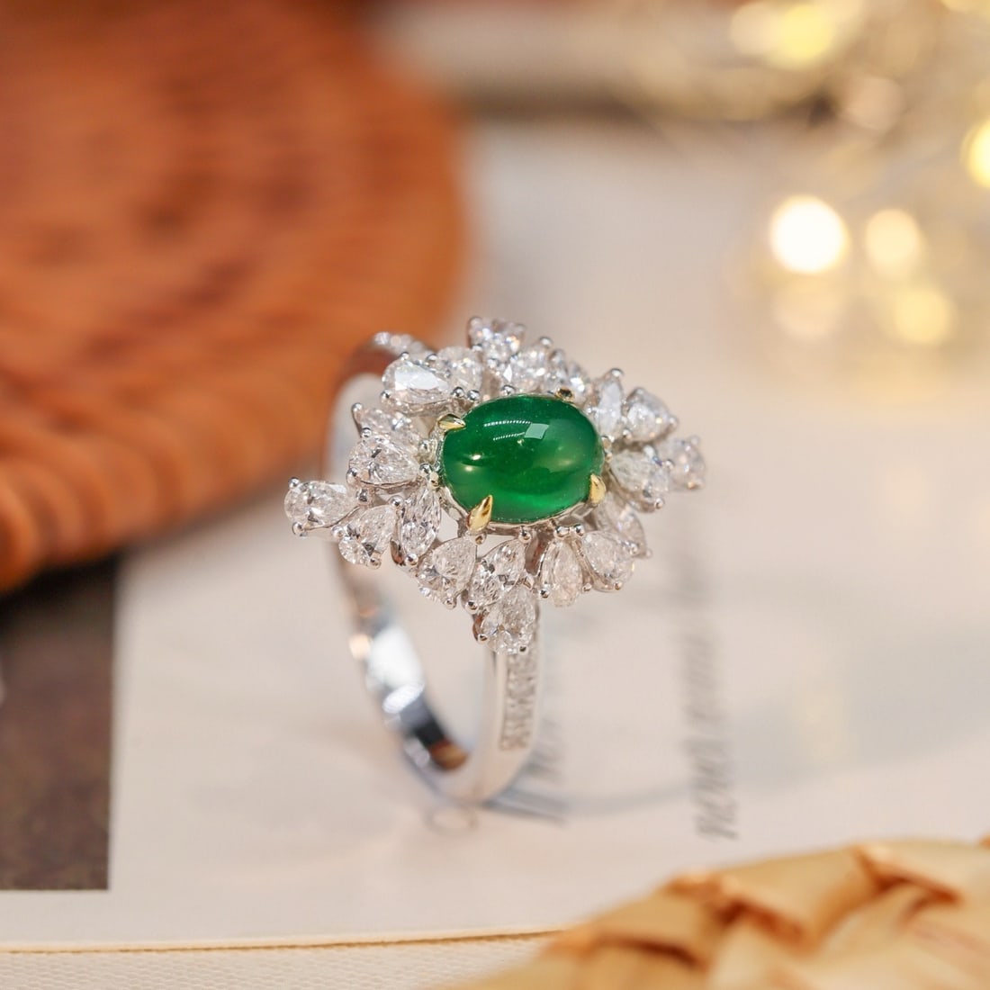 14k Gold 1.71 Ctw Natural Emerald & Diamond Ring - 4
