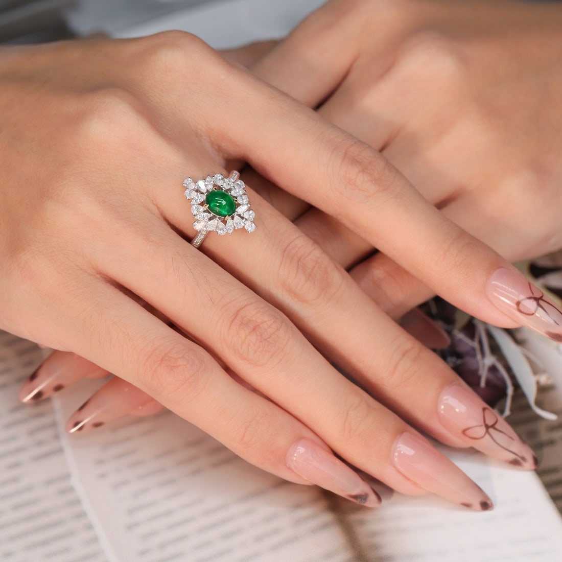14k Gold 1.71 Ctw Natural Emerald & Diamond Ring - 5