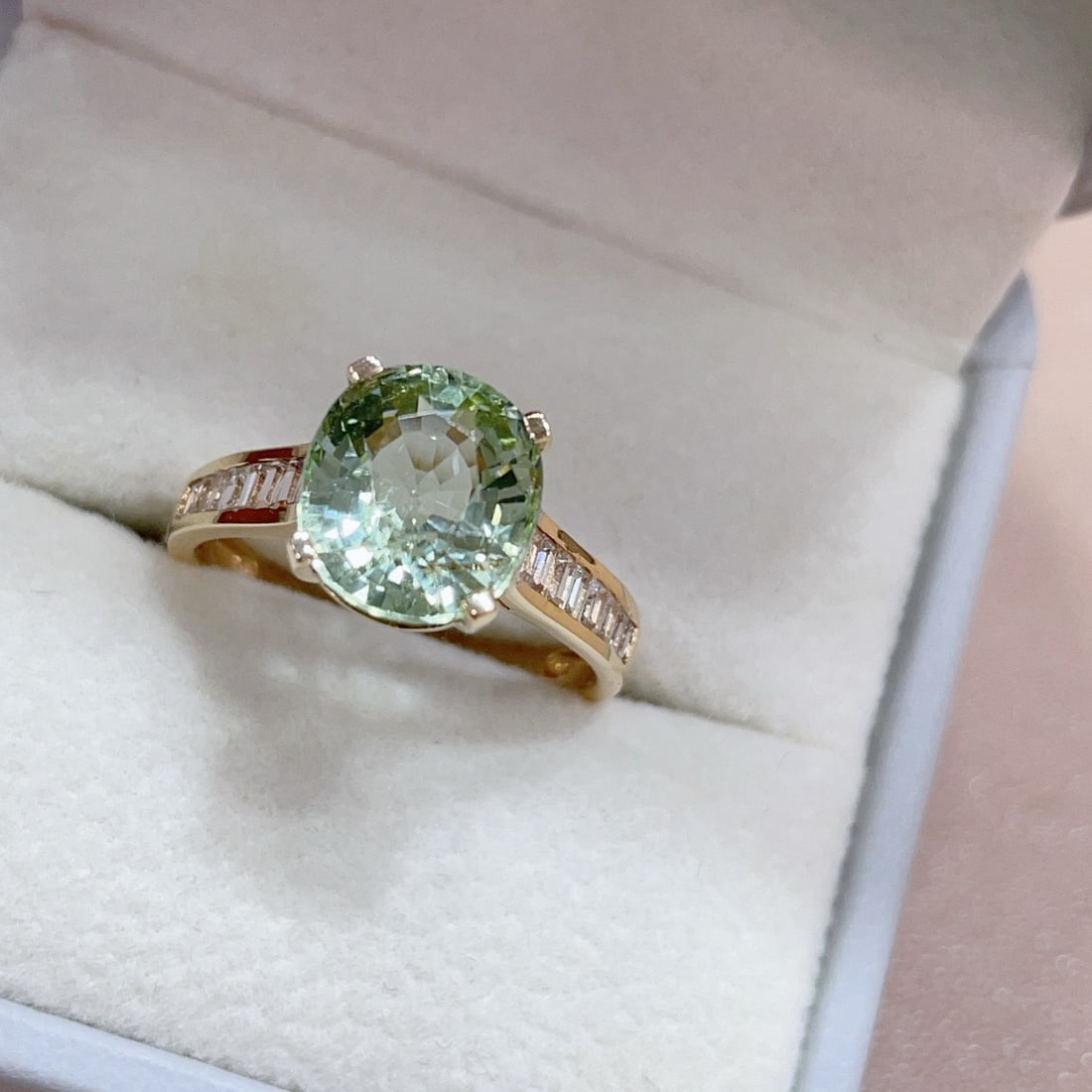 14k Gold 3.7 Ct Natural Tourmaline & Sapphire Ring - 3