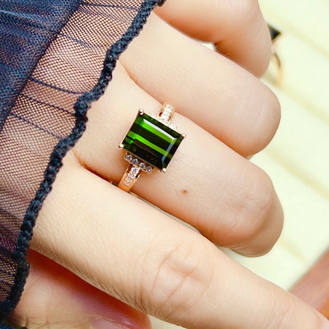 14k Gold 3.28 Ctw Natural Tourmaline & Diamond Ring - 6