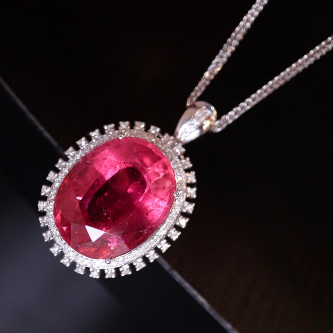 14k Gold 13.34 Ct Natural Tourmaline & Diamond Pendant( Without Chain ) - 4