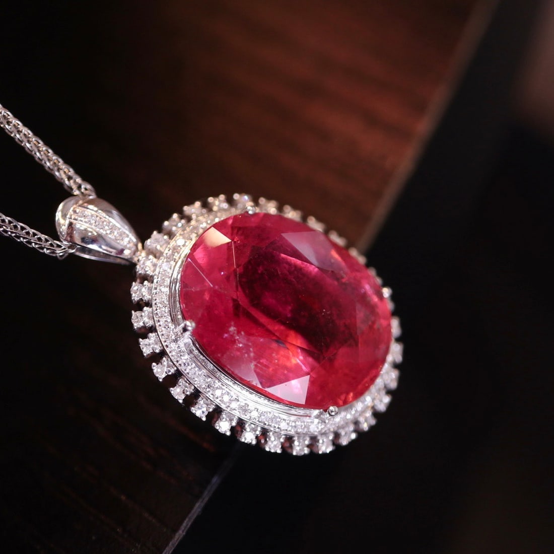 14k Gold 13.34 Ct Natural Tourmaline & Diamond Pendant( Without Chain ) - 5