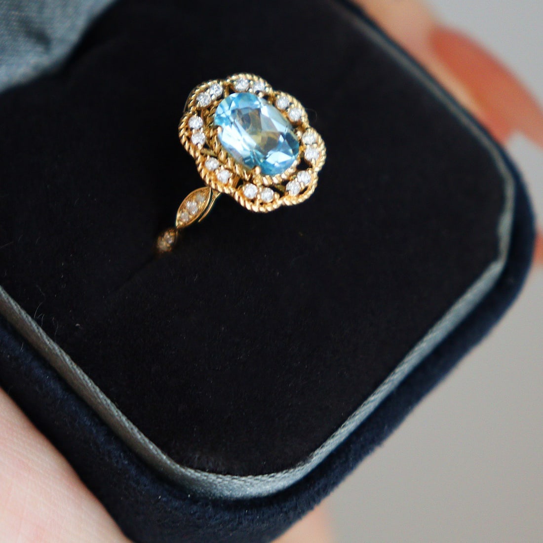 14k Gold 1 Ct Natural Aquamarine & Diamond Ring/pendant( Without Chain ) - 5