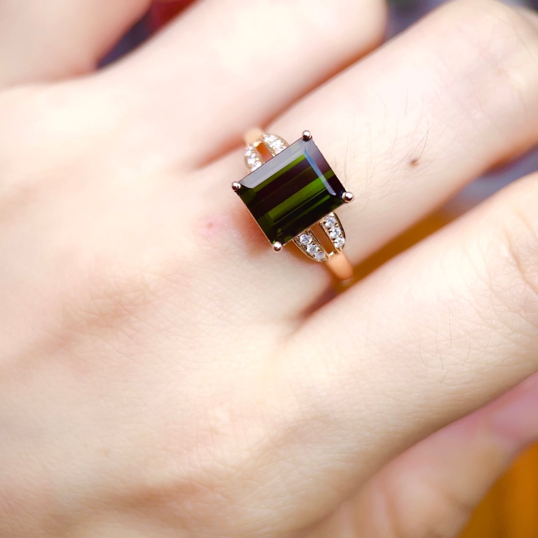 14k Gold 3.34 Ctw Natural Tourmaline & Diamond Ring - 6