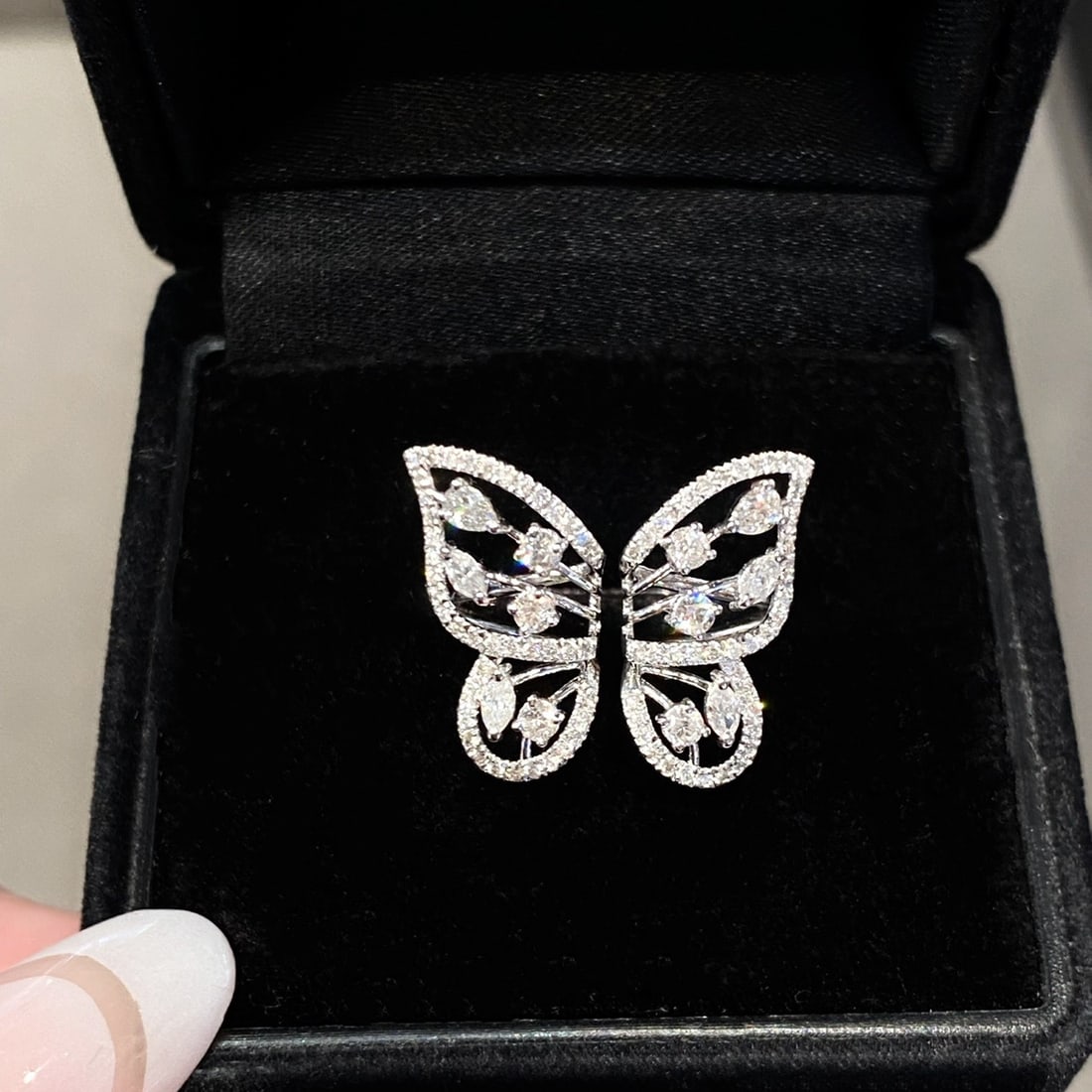 14k Gold 0.75 Ct Natural H Diamond & Butterfly Ring - 3