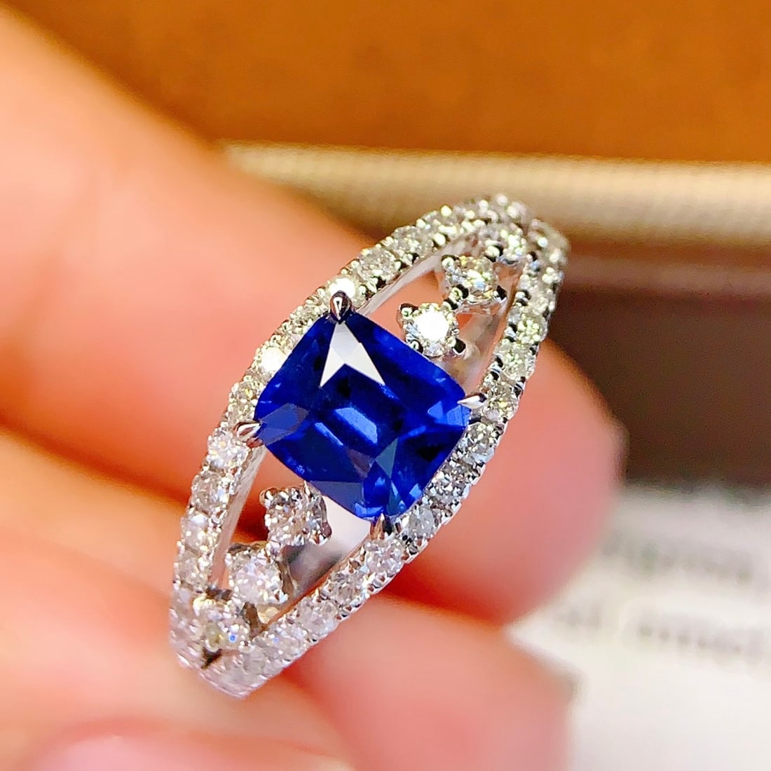 14k Gold 1 Ct Natural Sapphire & Diamond Ring - 2