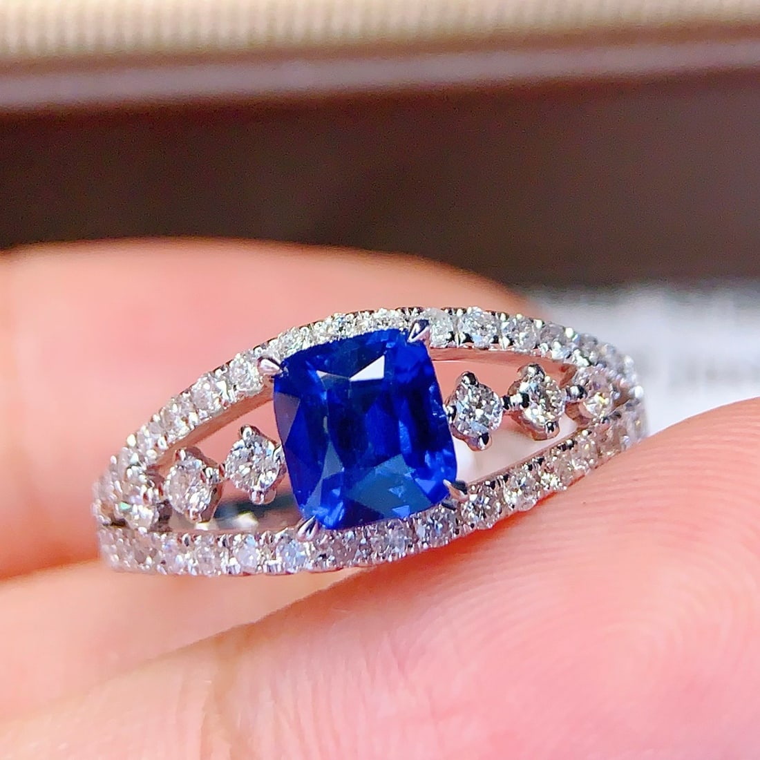 14k Gold 1 Ct Natural Sapphire & Diamond Ring - 5