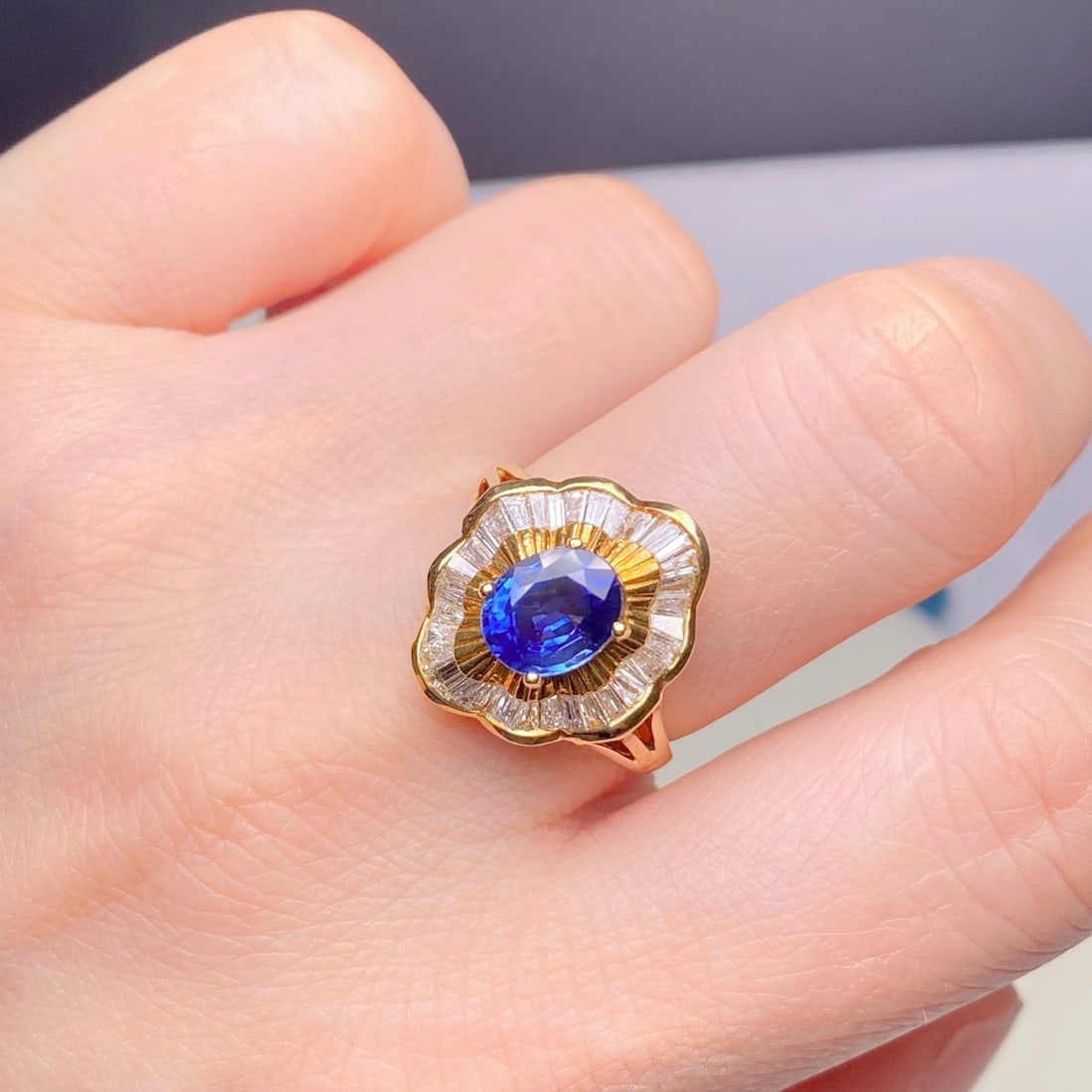 14k Gold 2.03 Ctw Natural Sapphire & Diamond Ring - 2