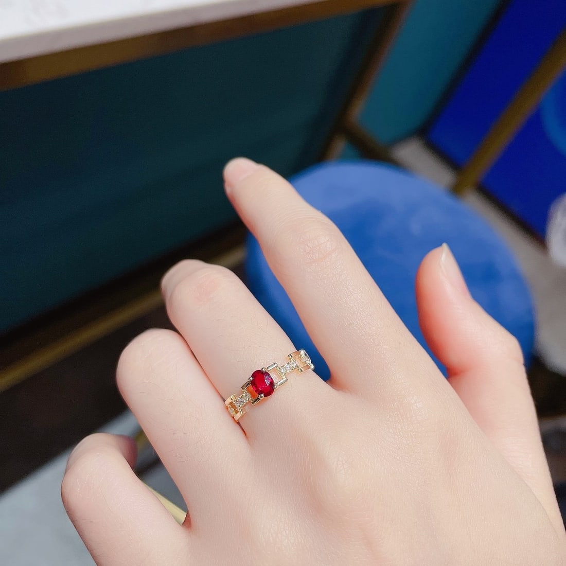 14k Gold 0.48 Ctw Natural Ruby & Diamond Ring - 2