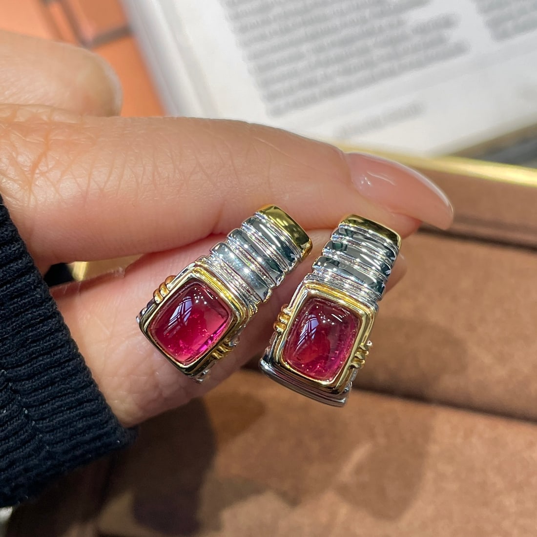 14k Gold 2.4 Ct Natural Tourmaline Earrings - 2