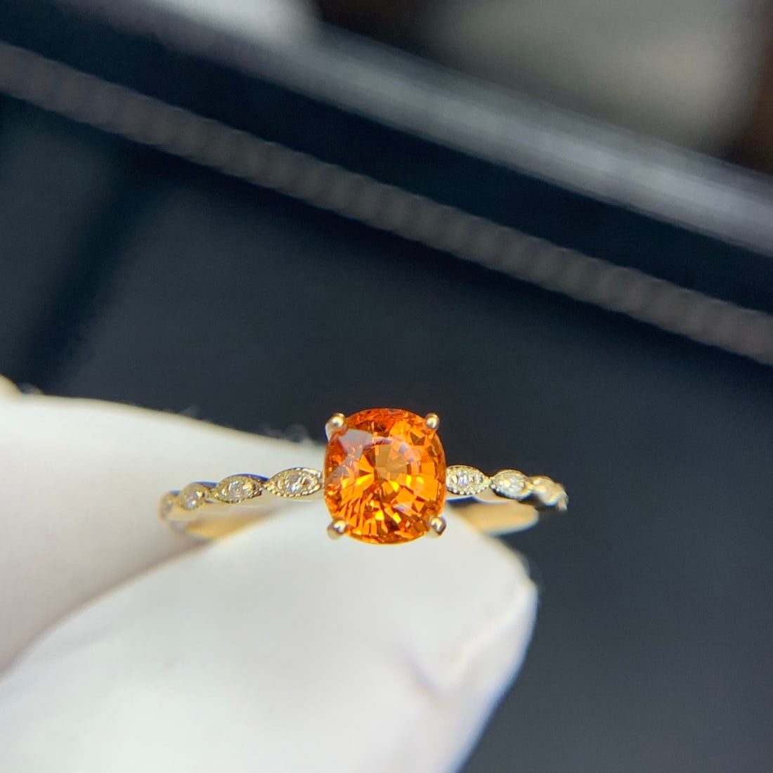 14k Gold 1.2 Ct Natural Spessartine & Diamond Ring - 2