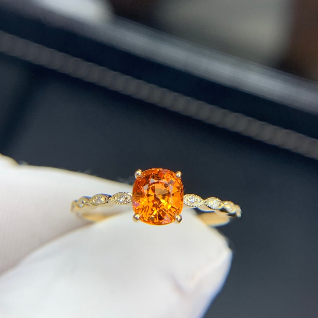 14k Gold 1.2 Ct Natural Spessartine & Diamond Ring - 3