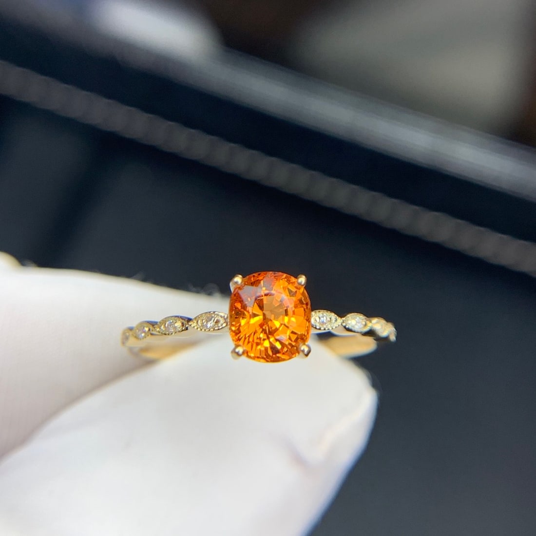 14k Gold 1.2 Ct Natural Spessartine & Diamond Ring - 5