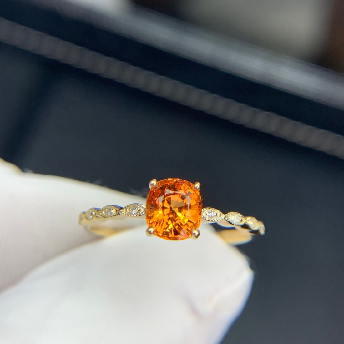 14k Gold 1.2 Ct Natural Spessartine & Diamond Ring - 6