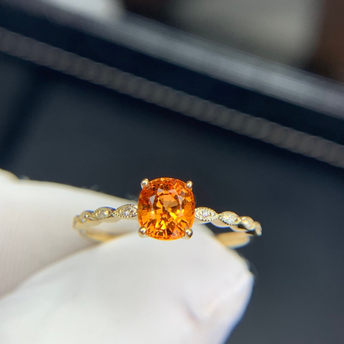 14k Gold 1.2 Ct Natural Spessartine & Diamond Ring - 7
