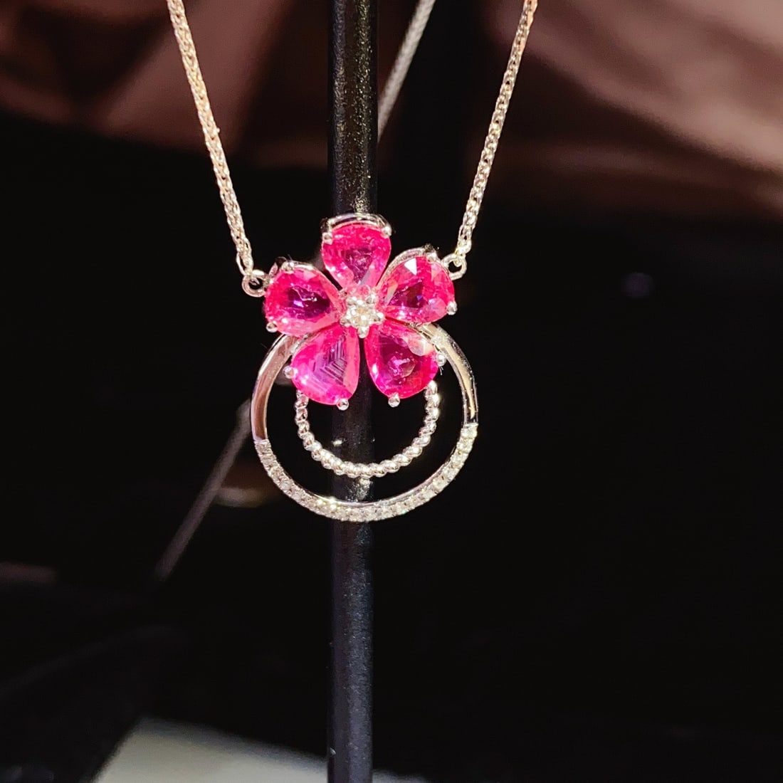 14k Gold 2.00 Ct Natural Ruby & Diamond Necklace - 4