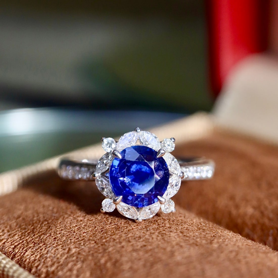 14k Gold 1.76 Ctw Natural Sapphire & Diamond Ring: Ref:231146436 // gold content:14k gold // ring size:7. 25us // // main gemstone:sapphire // shape:round // carat weight:1. 44ct // color:blue // treatment:natural // cut grade:g // // adjacent