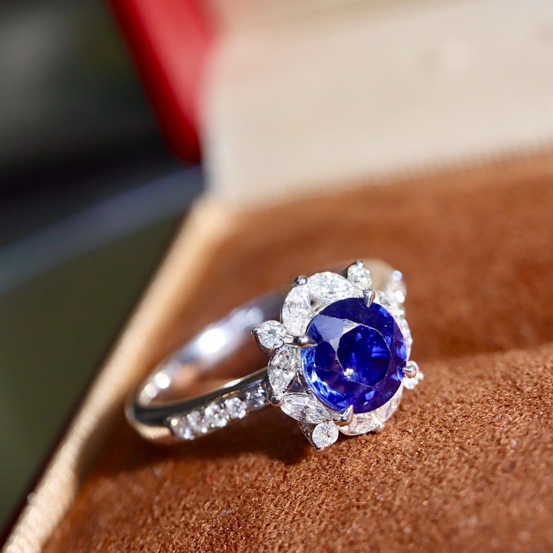 14k Gold 1.76 Ctw Natural Sapphire & Diamond Ring - 2
