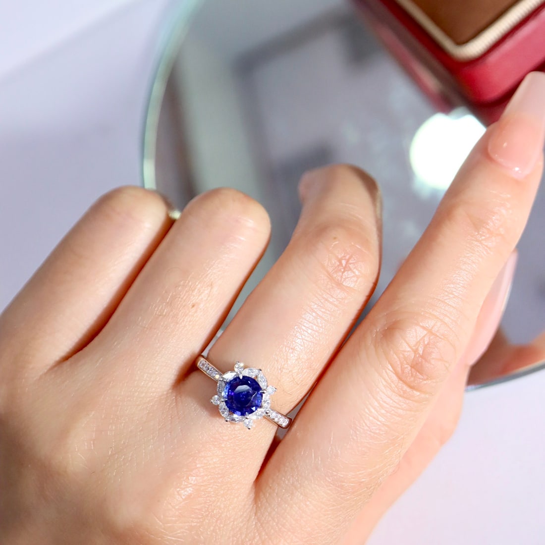 14k Gold 1.76 Ctw Natural Sapphire & Diamond Ring - 4