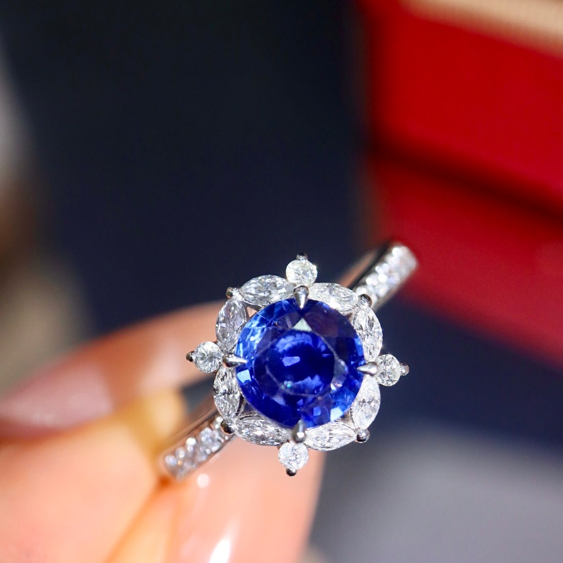 14k Gold 1.76 Ctw Natural Sapphire & Diamond Ring - 7