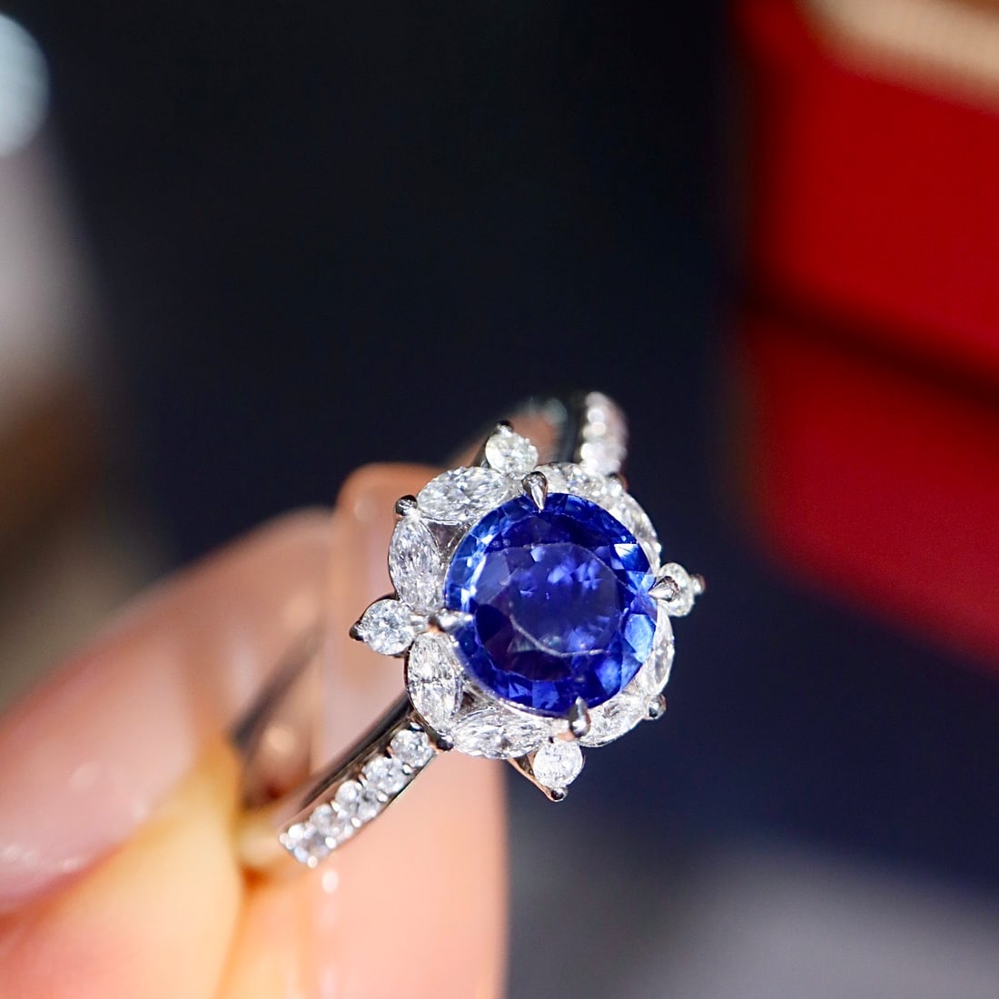14k Gold 1.76 Ctw Natural Sapphire & Diamond Ring - 8