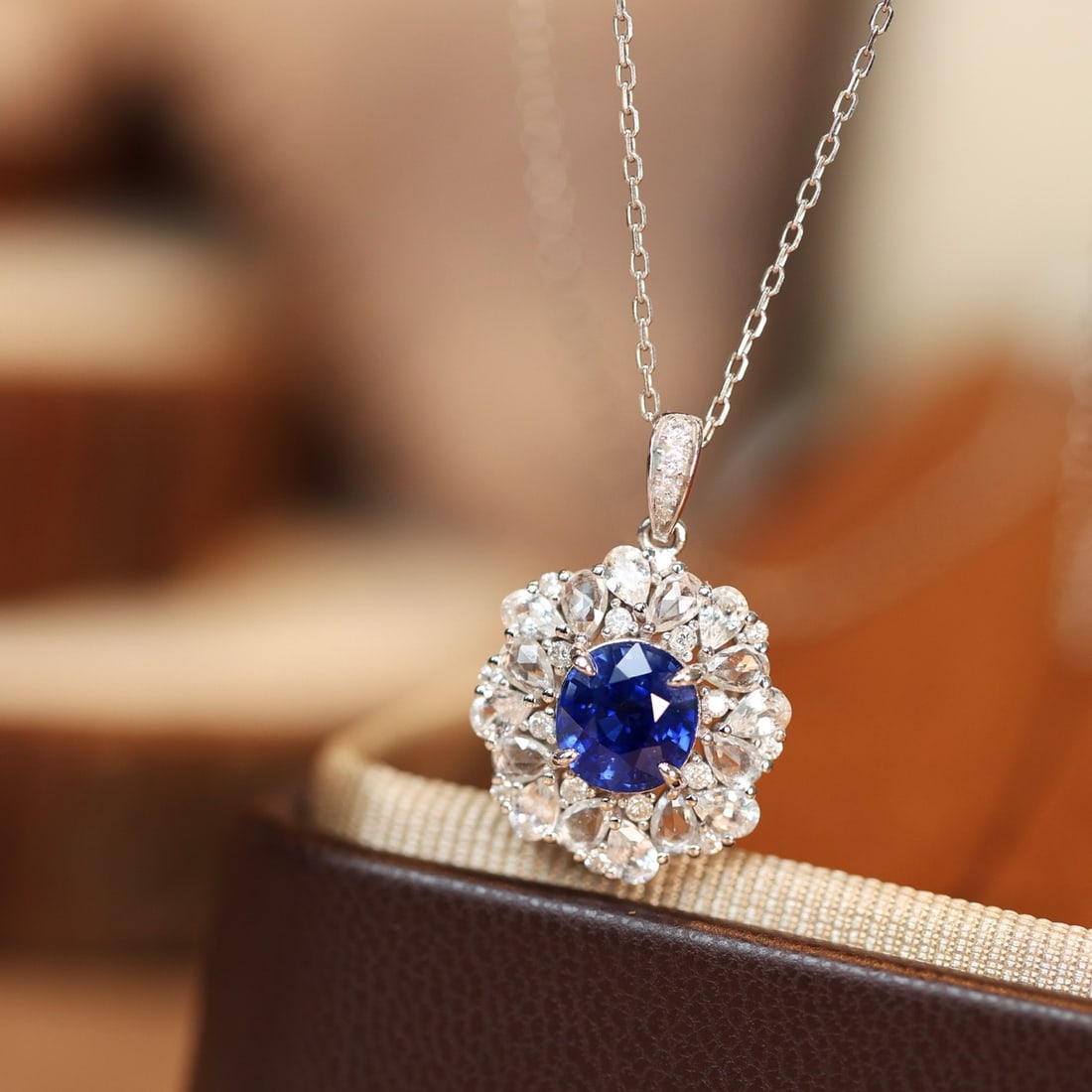14k Gold 1.79 Ctw Natural Sapphire & Sapphire Pendant( Without Chain ) - 2