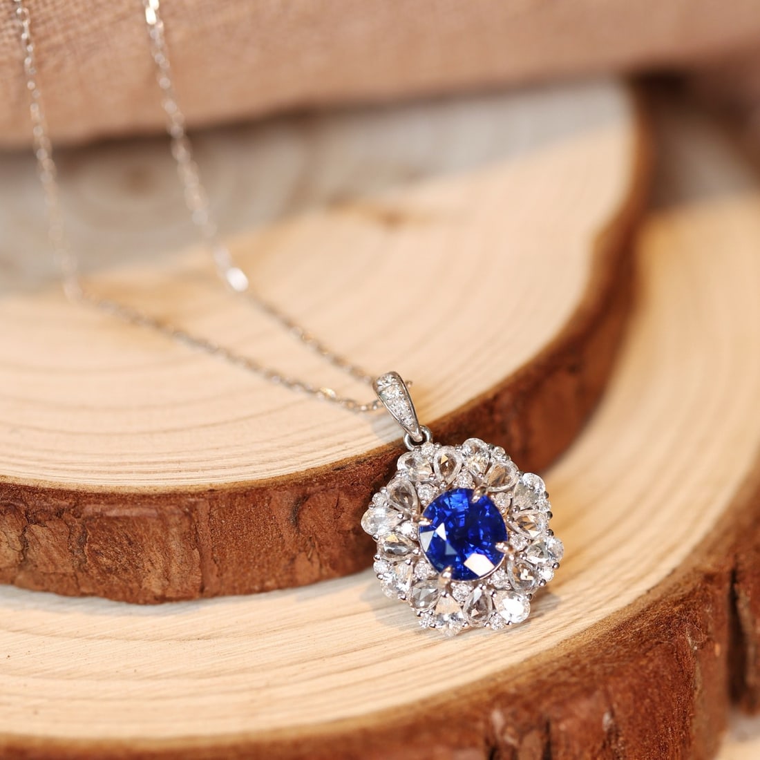 14k Gold 1.79 Ctw Natural Sapphire & Sapphire Pendant( Without Chain ) - 3