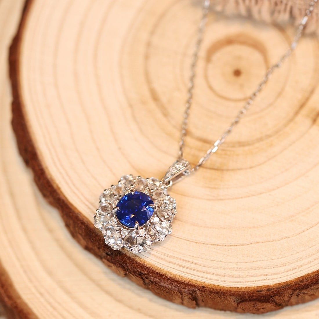 14k Gold 1.79 Ctw Natural Sapphire & Sapphire Pendant( Without Chain ) - 4