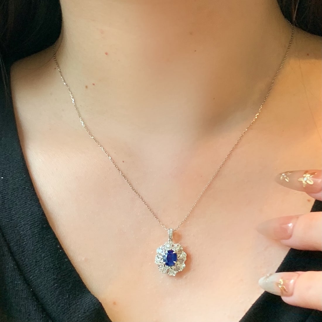 14k Gold 1.79 Ctw Natural Sapphire & Sapphire Pendant( Without Chain ) - 5