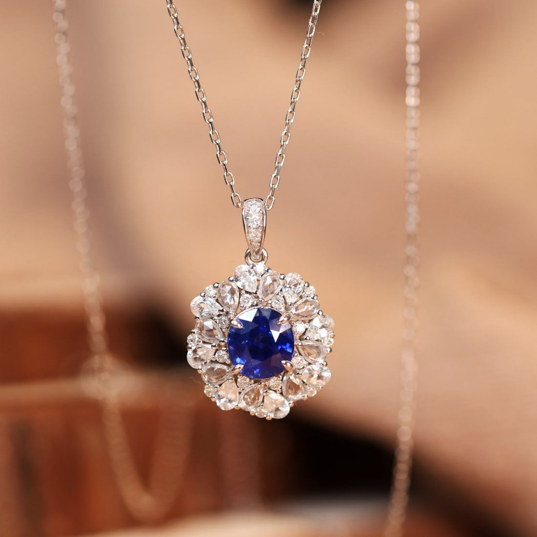 14k Gold 1.79 Ctw Natural Sapphire & Sapphire Pendant( Without Chain ) - 6