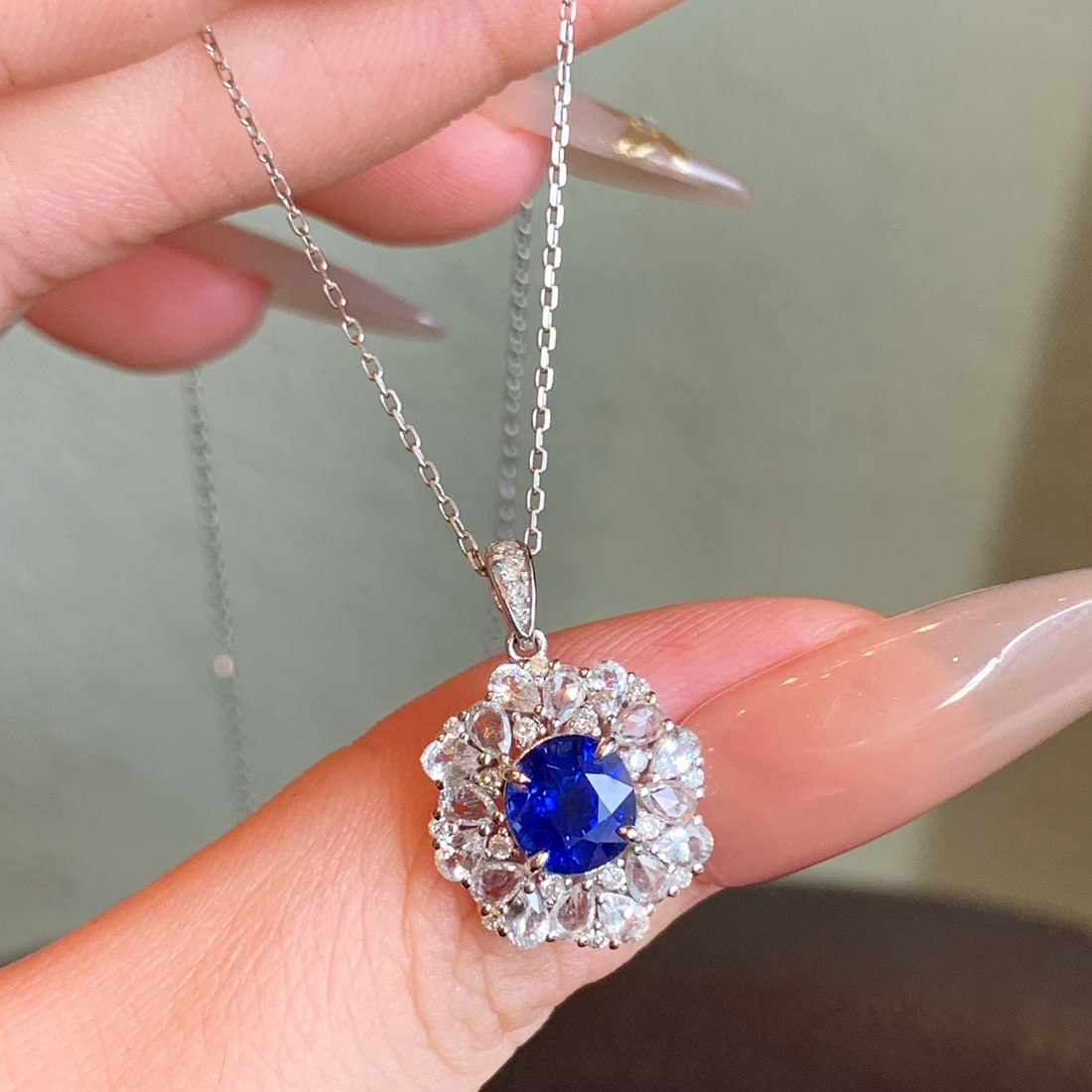 14k Gold 1.79 Ctw Natural Sapphire & Sapphire Pendant( Without Chain ) - 7