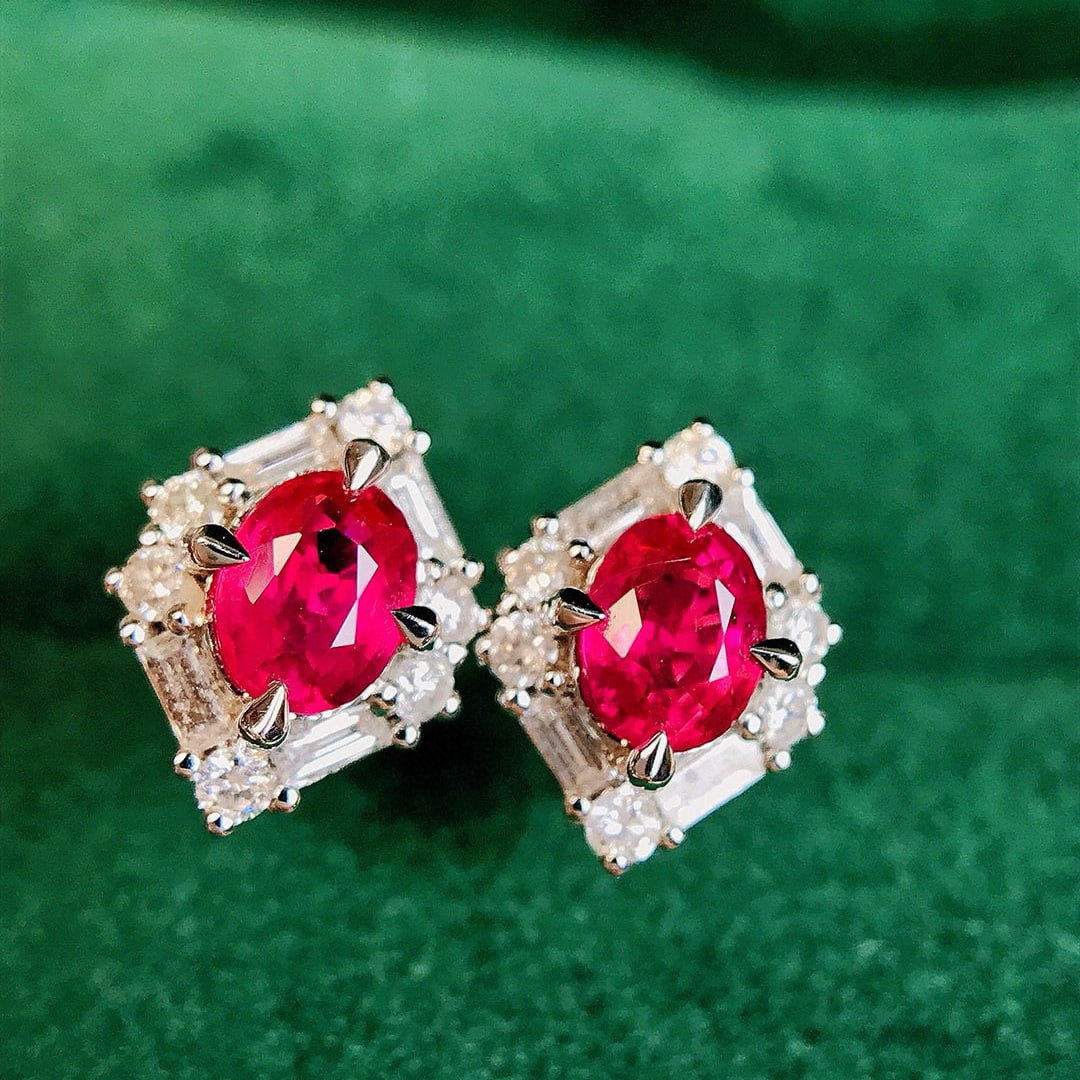 14k Gold 1.27 Ctw Natural Ruby & Diamond Earrings - 2