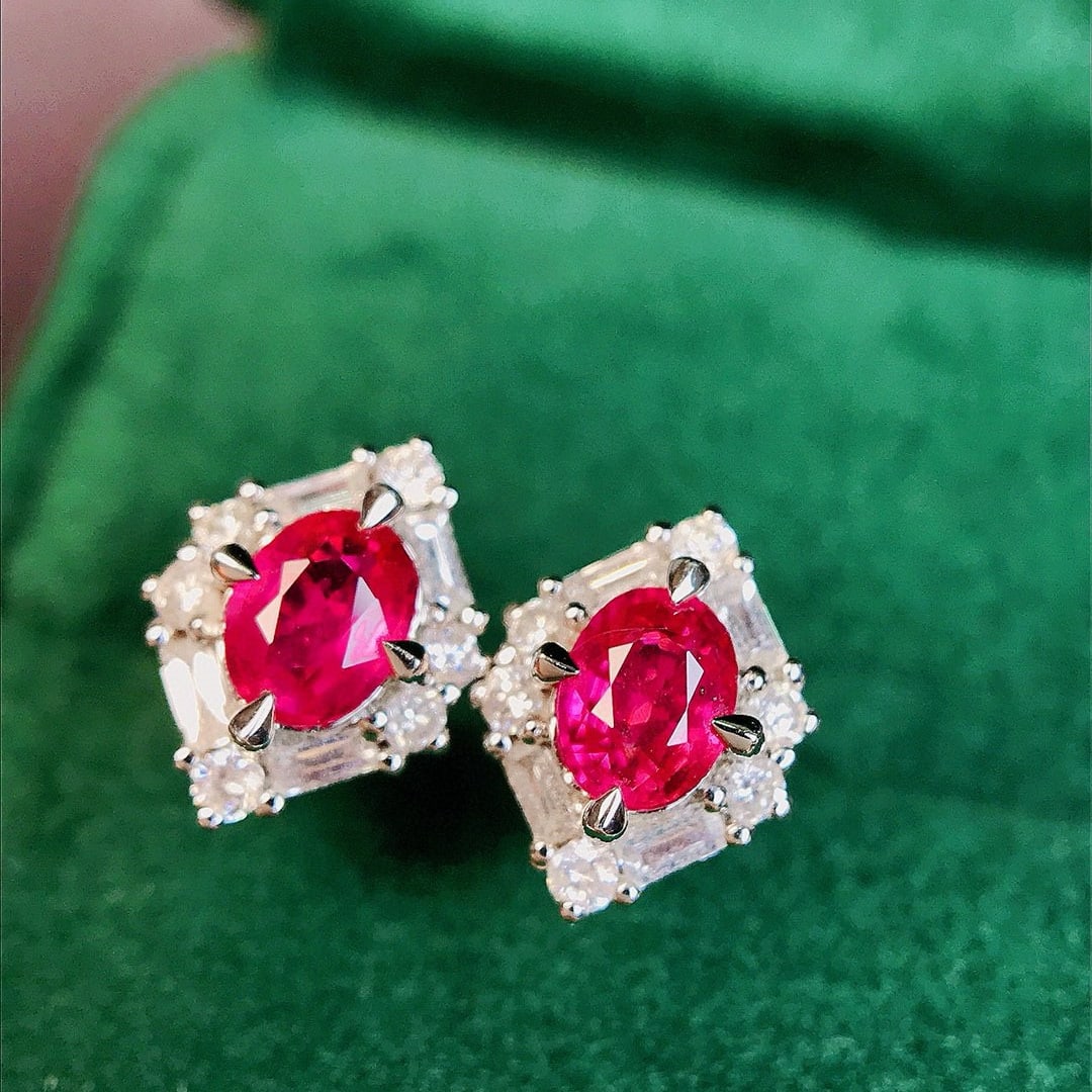 14k Gold 1.27 Ctw Natural Ruby & Diamond Earrings - 3