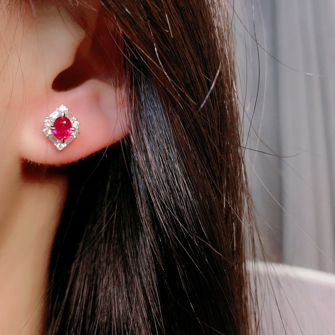 14k Gold 1.27 Ctw Natural Ruby & Diamond Earrings - 4
