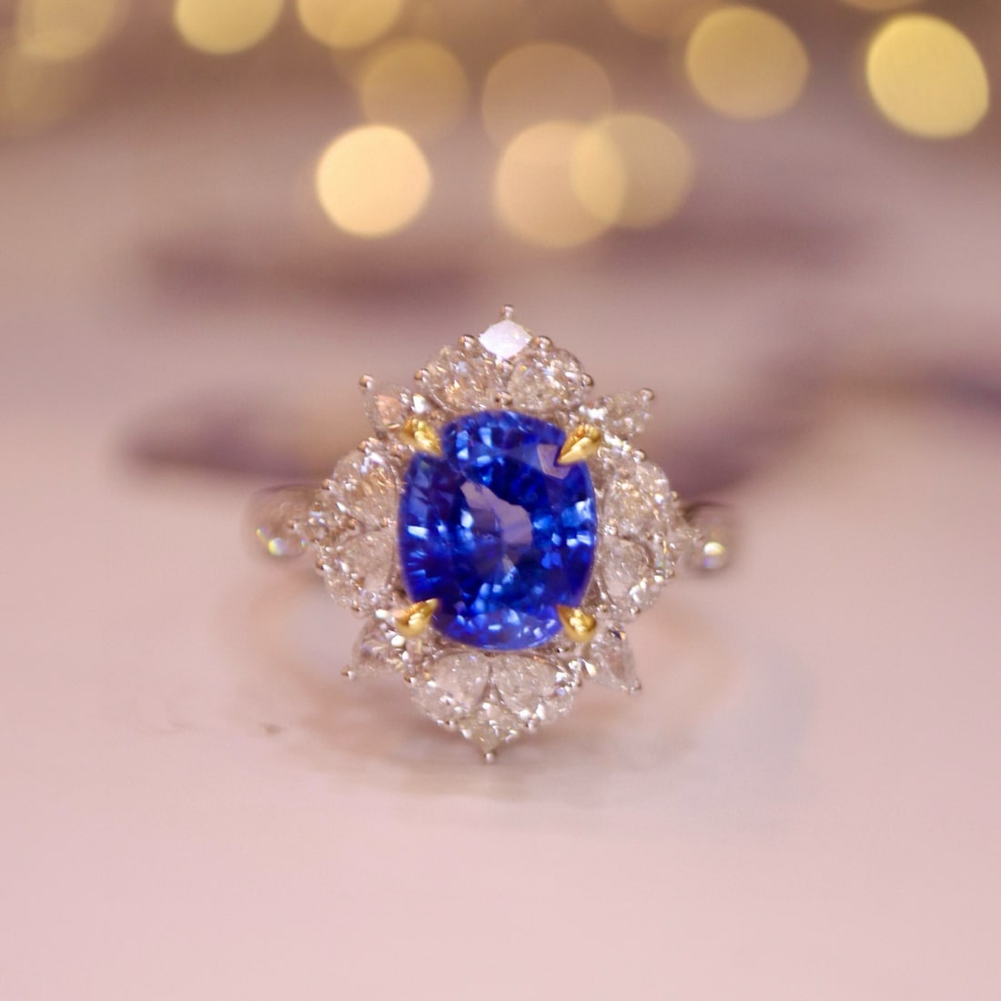 14k Gold 3.42 Ctw Natural Sapphire & Diamond Ring - 2