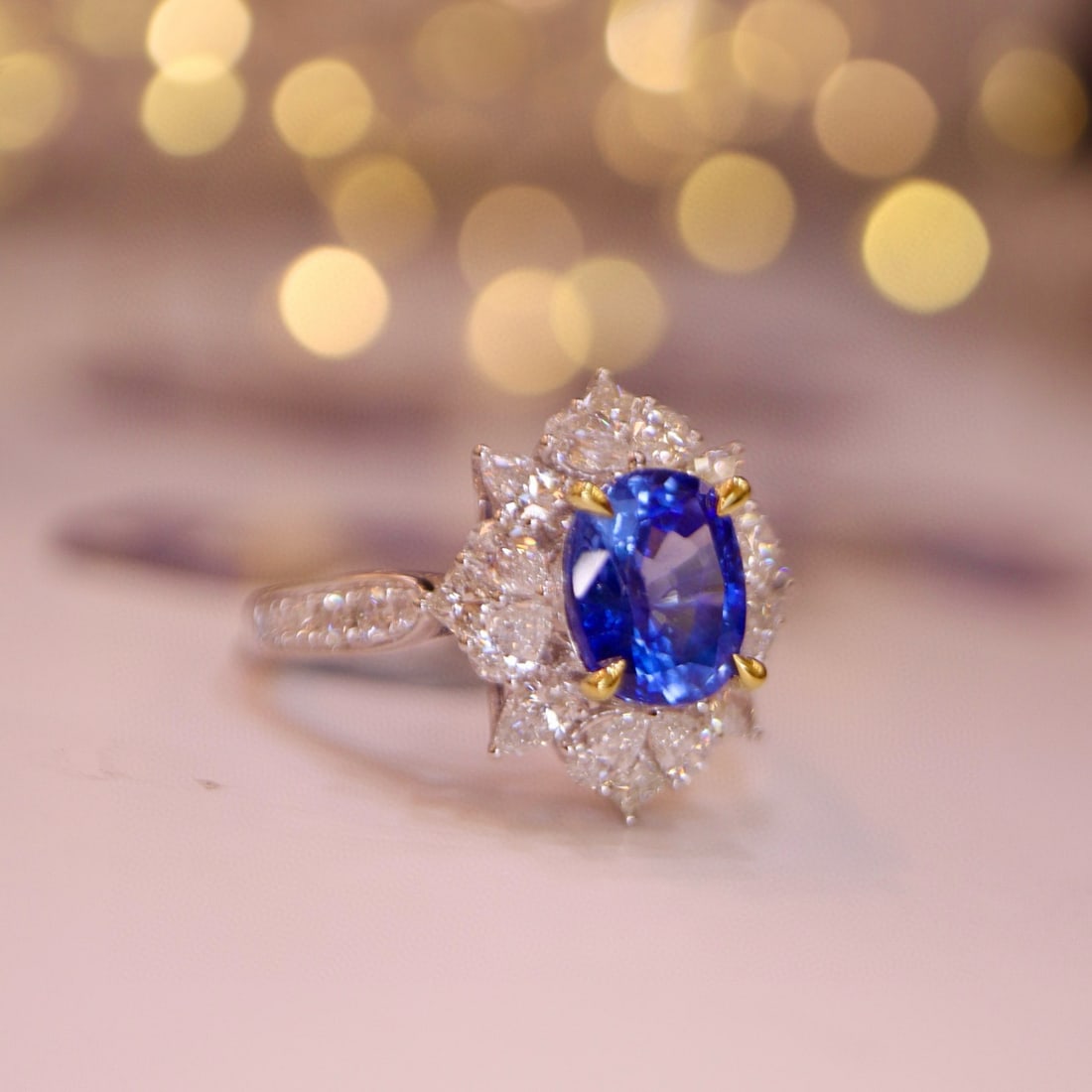 14k Gold 3.42 Ctw Natural Sapphire & Diamond Ring - 3