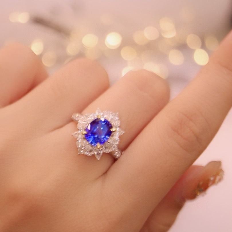 14k Gold 3.42 Ctw Natural Sapphire & Diamond Ring - 4