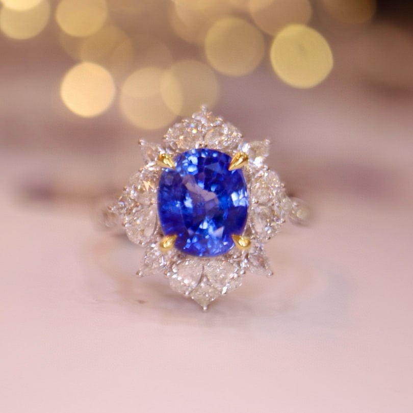 14k Gold 3.42 Ctw Natural Sapphire & Diamond Ring - 5