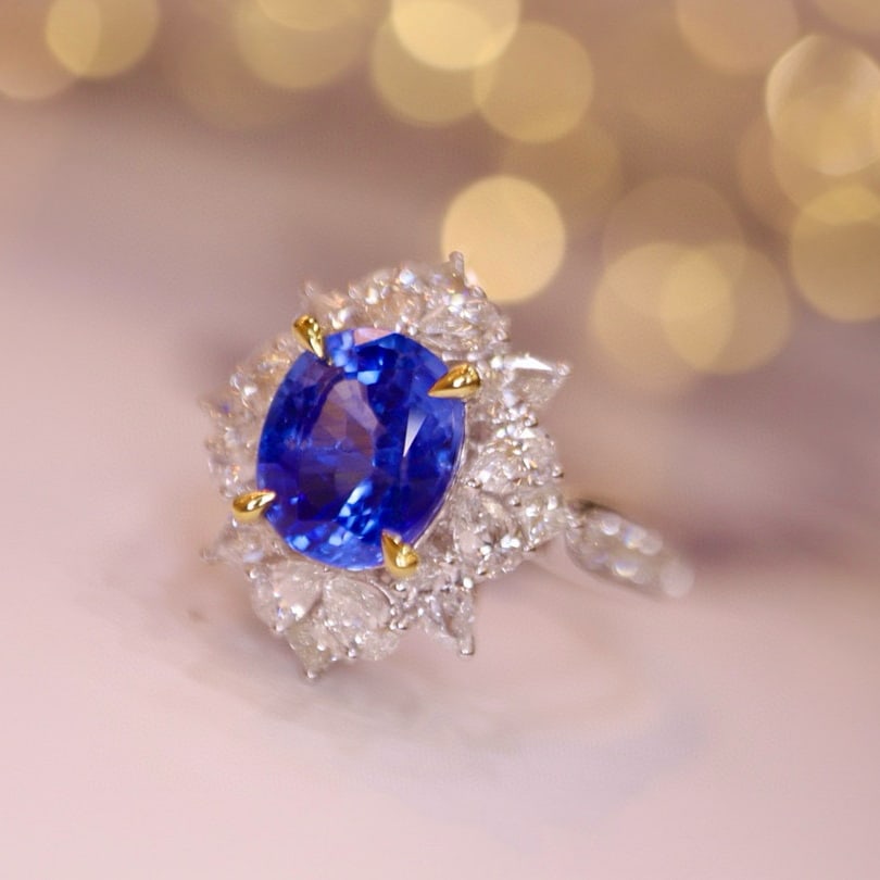14k Gold 3.42 Ctw Natural Sapphire & Diamond Ring - 6