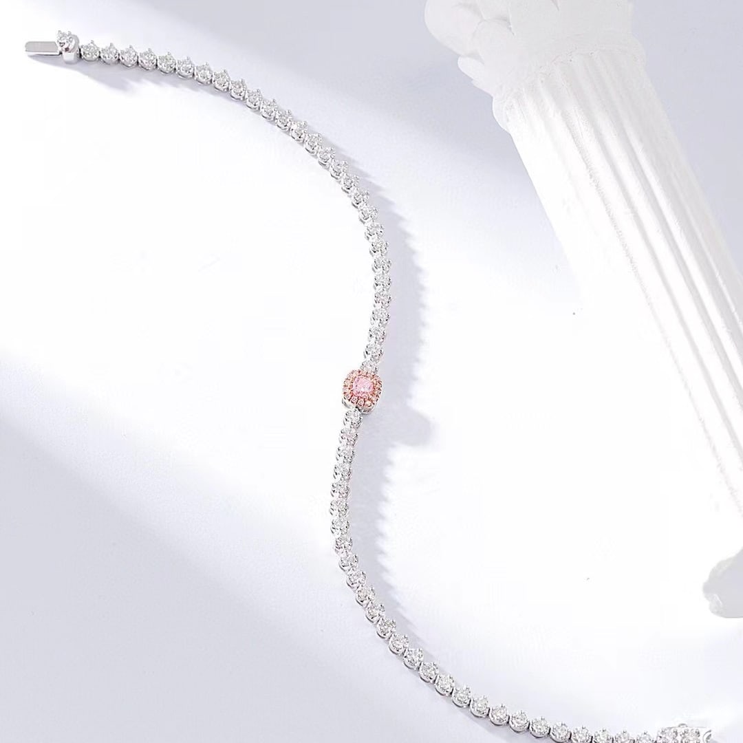 14k Gold 1.61 Ctw Natural Pink Diamond & Diamond Bracelet - 2