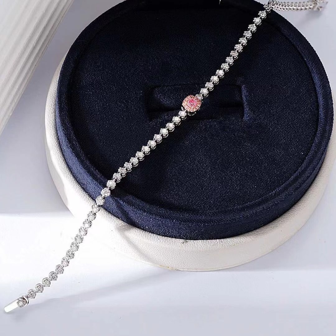 14k Gold 1.61 Ctw Natural Pink Diamond & Diamond Bracelet - 4
