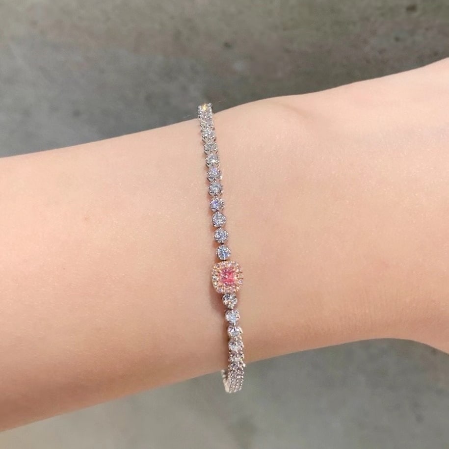 14k Gold 1.61 Ctw Natural Pink Diamond & Diamond Bracelet - 5