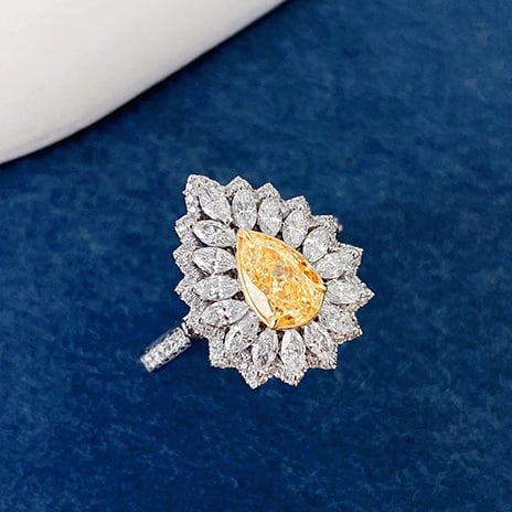 14k Gold 2.10 Ctw Natural Yellow Diamond & Diamond Ring/pendant( Without Chain ) - 3