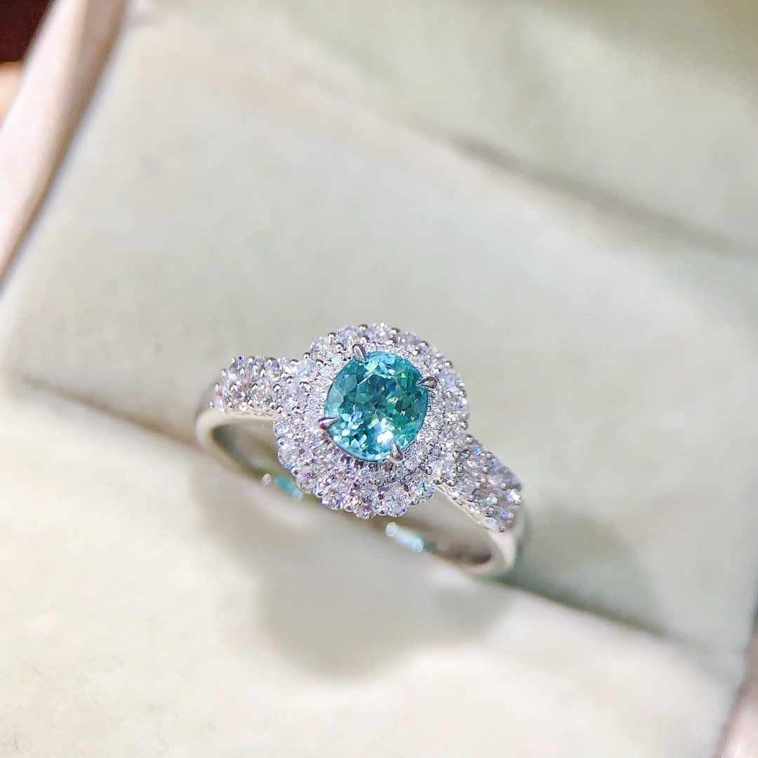 14k Gold 1.62 Ctw Natural Paraiba Tourmaline & Diamond Ring - 2