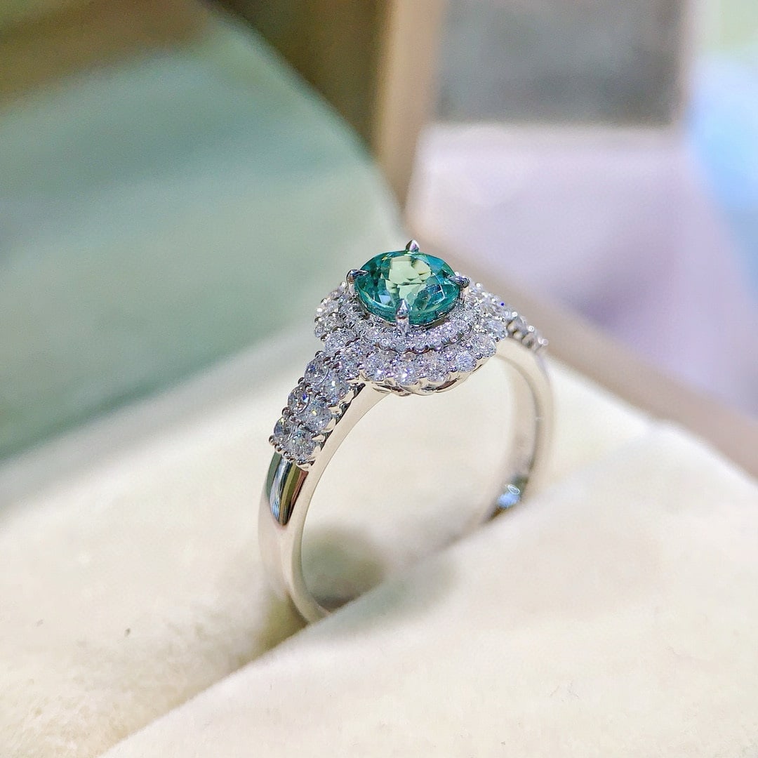 14k Gold 1.62 Ctw Natural Paraiba Tourmaline & Diamond Ring - 6
